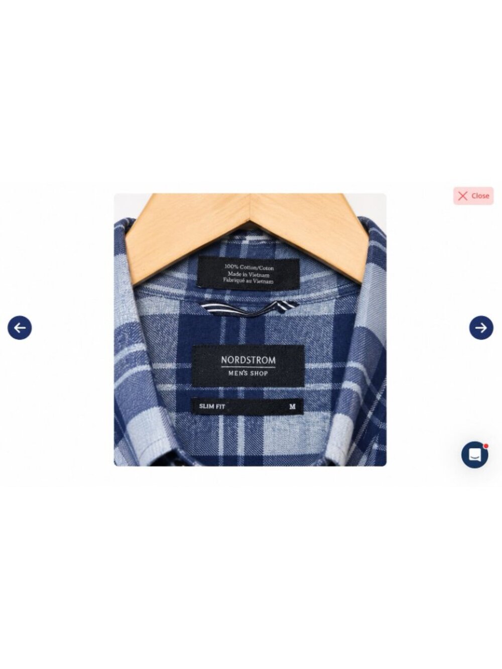 Nordstrom Men’s Shop Slim Fit Plaid Shirt Men’s Medium Blue Gray Button Up - Picture 3 of 4